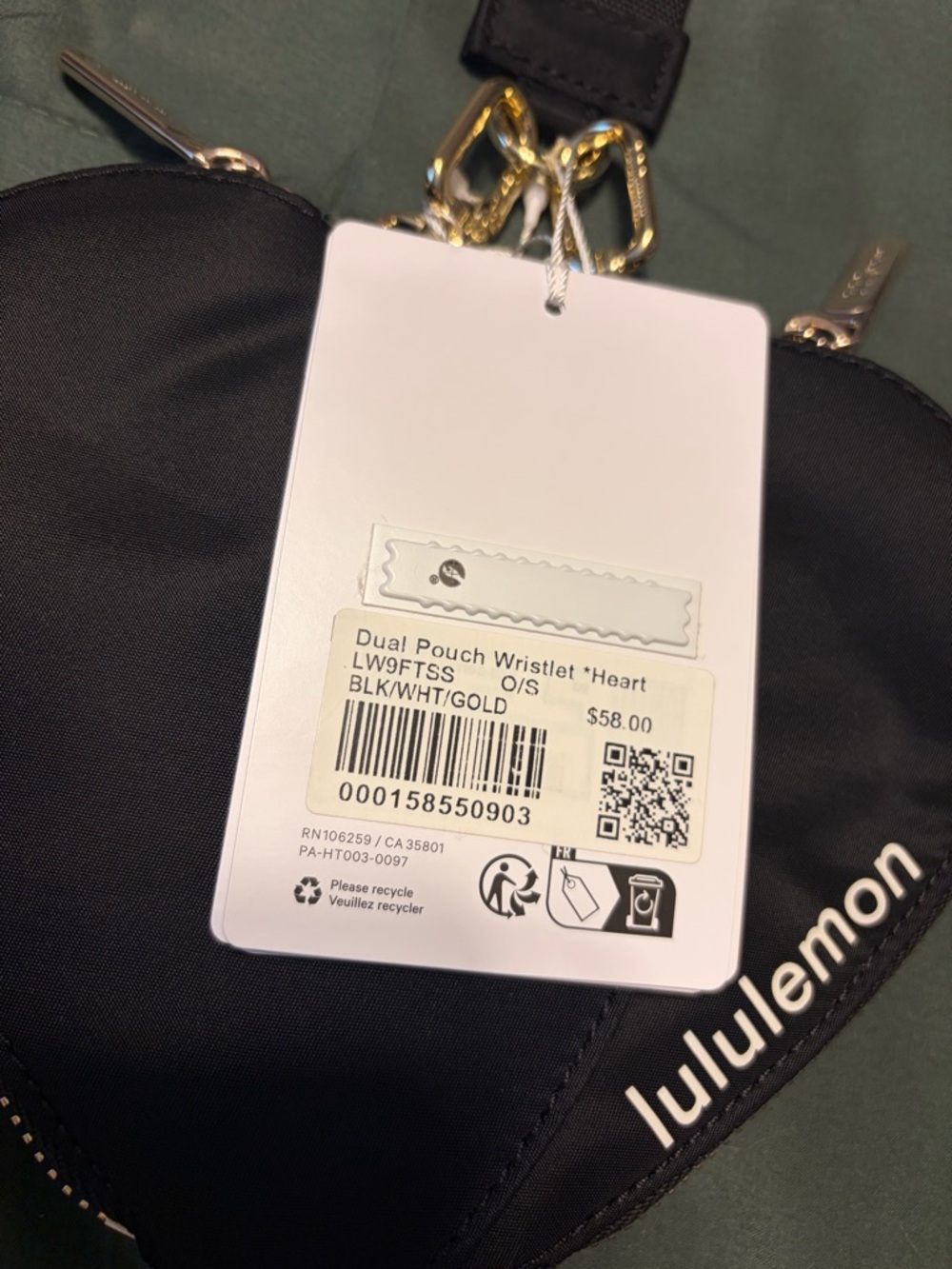 lululemon athletica Heart Wristlet Pouch in Black/gold - Picture 3 of 7